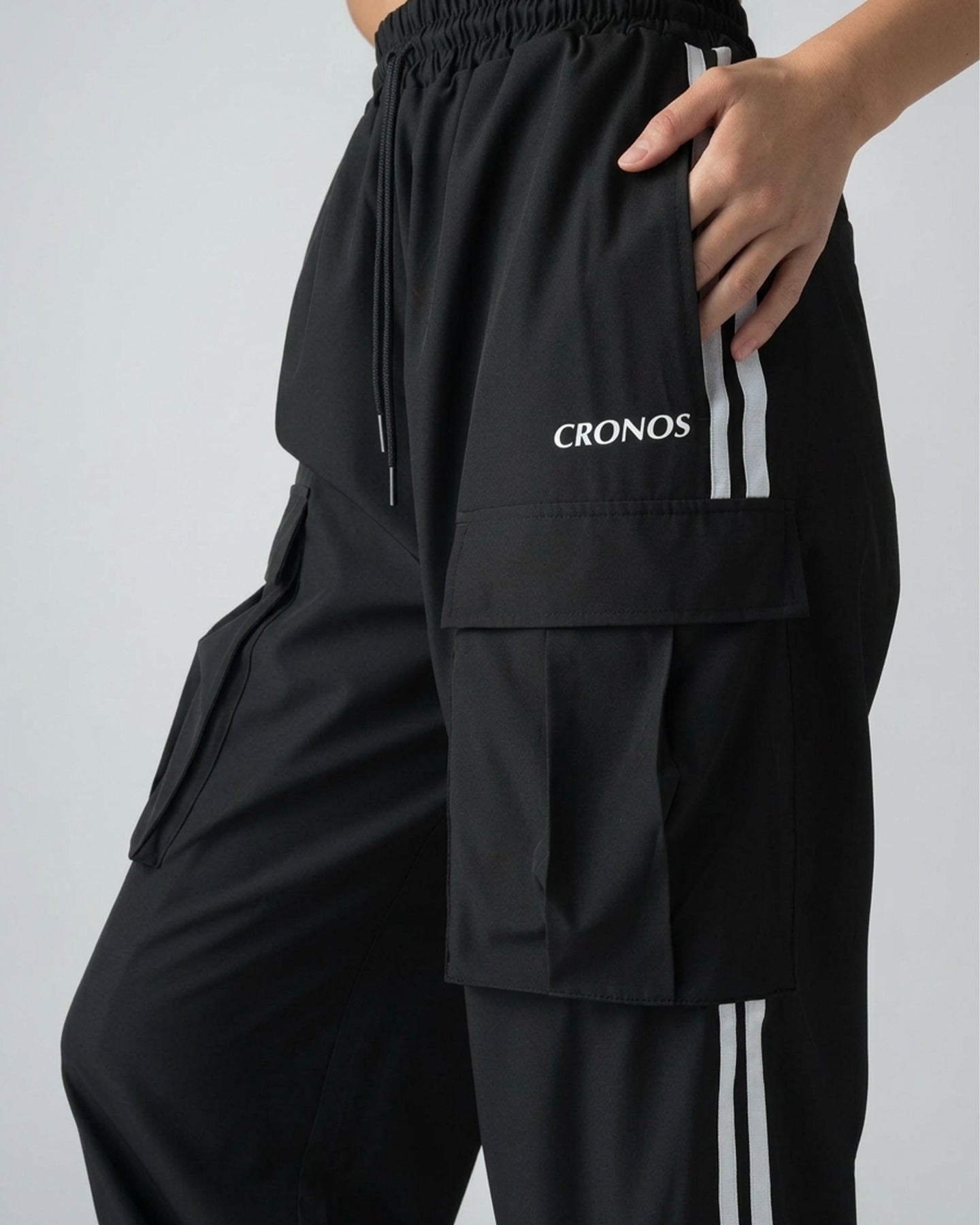 CRONOS WOMEN STRETCH CARGO PANTS【BLACK】