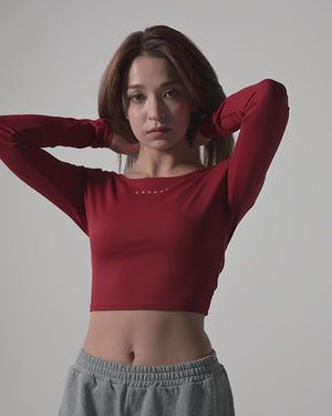 CRONOS WOMEN Airy Tie Active Long Sleeve【RED】