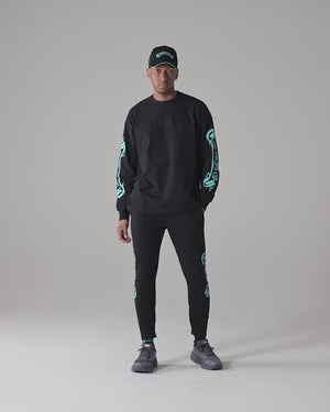 CRONOS BLACKLETTER  L/S TEE【BLACK×T.BLUE】