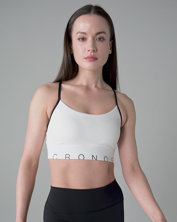 CRONOS WOMEN CLEAN FIT LEGGINGS【BLACK×WHITE】