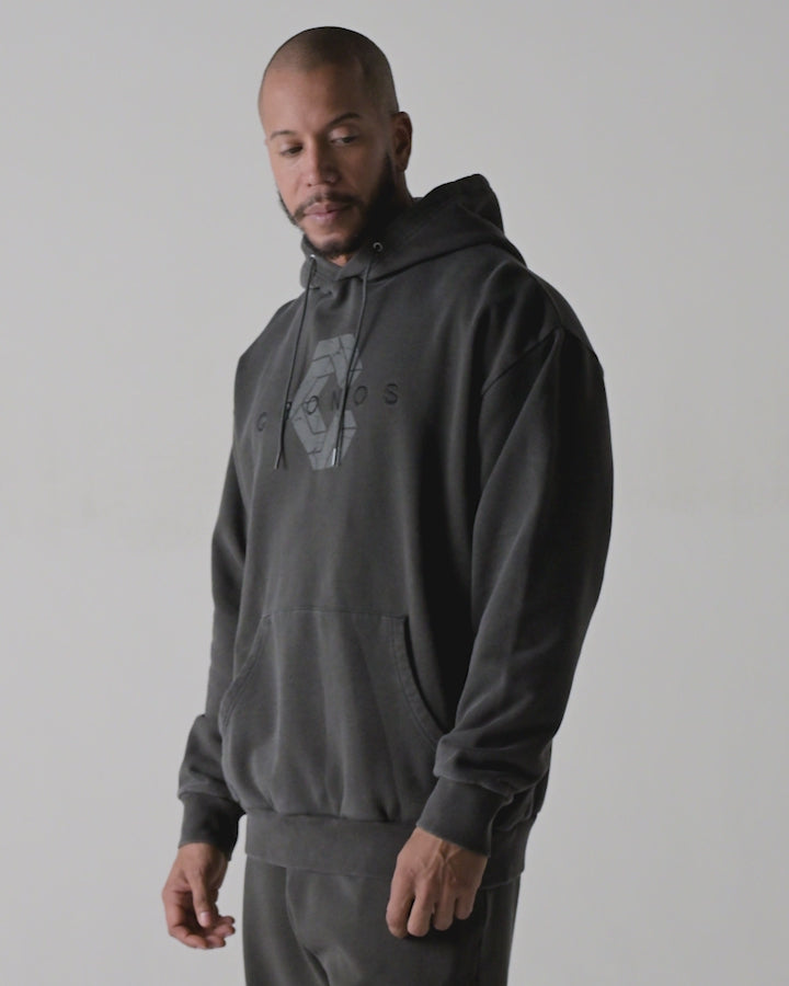CRONOS COTTON DEPTH HOODIE【V BLACK】