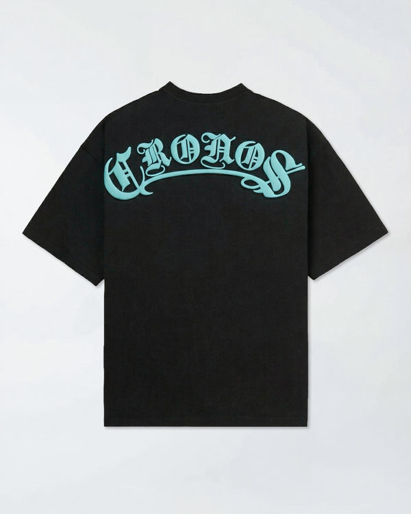 CRONOS BLACKLETTER S/S TEE【BLACK×T.BLUE】