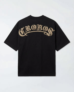 CRONOS BLACKLETTER S/S TEE【BLACK×GREIGE】