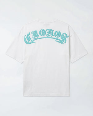 CRONOS BLACKLETTER S/S TEE【WHITE×T.BLUE】