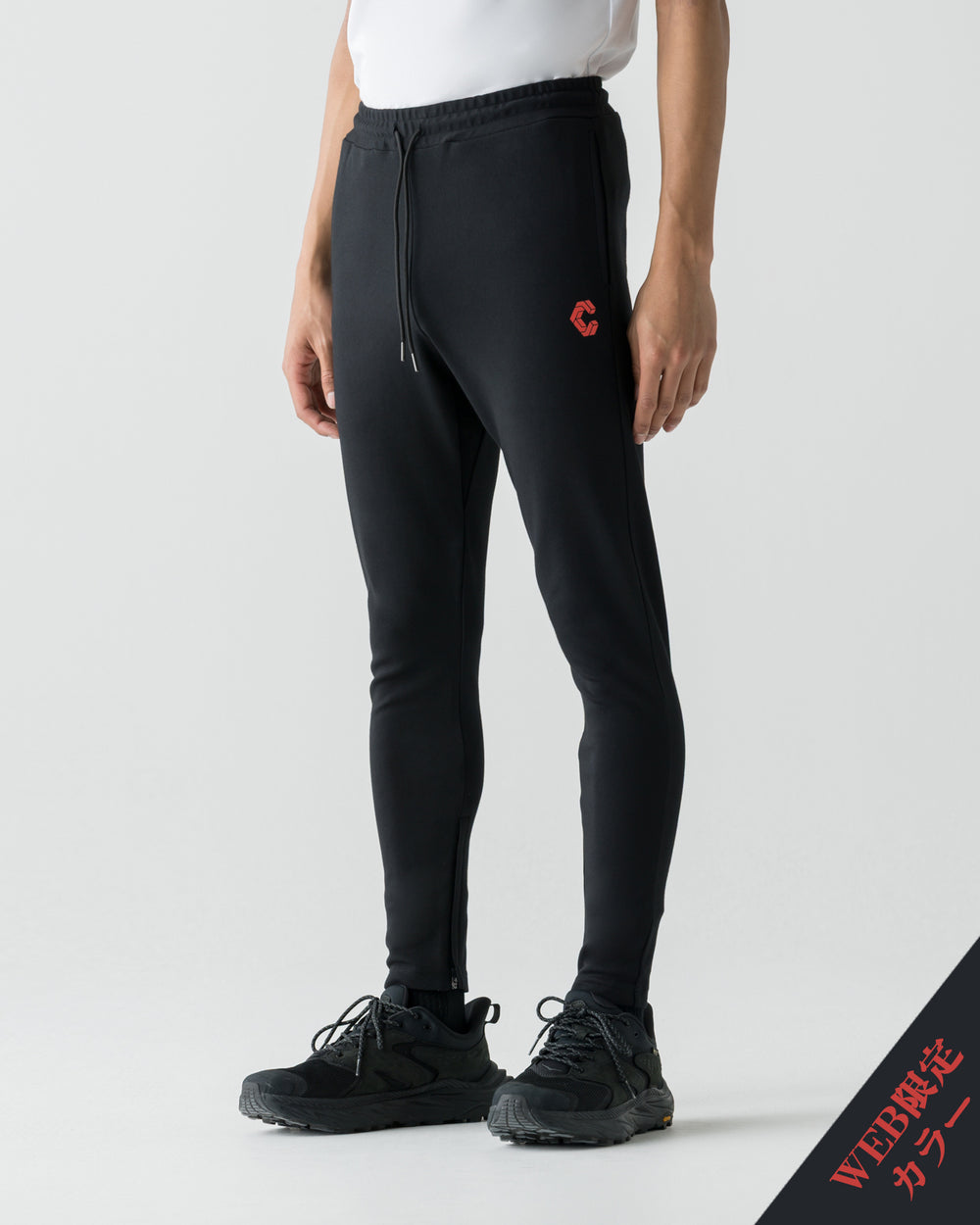 CRONOS HIGH-STRETCH SKINNY PANTS【BLACK×RED】