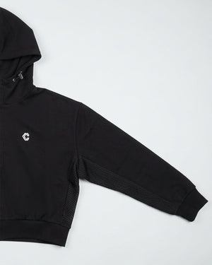 CRONOS WOMEN LIGHT MESH ZIP HOODIE【BLACK】