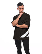 CRONOS STRIPE LOGO NEW OVER SIZE T-SHIRTS【BLACK】