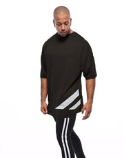 CRONOS STRIPE LOGO NEW OVER SIZE T-SHIRTS【BLACK】