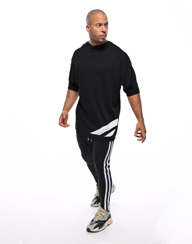 CRONOS STRIPE LOGO NEW OVER SIZE T-SHIRTS【BLACK】