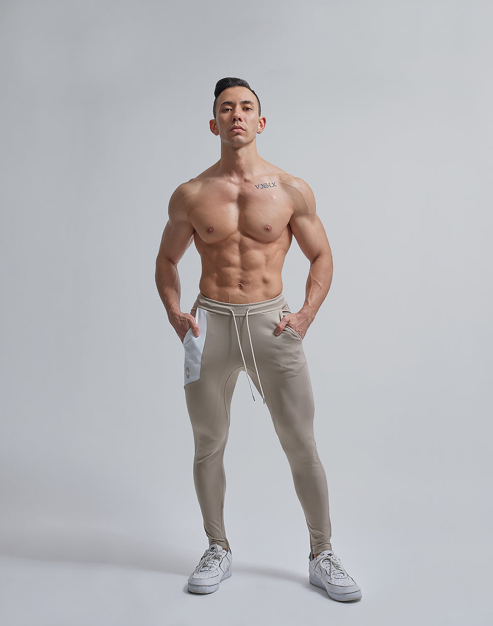 CRONOS SWICHING CALF LOGO PANTS【BEIGE】