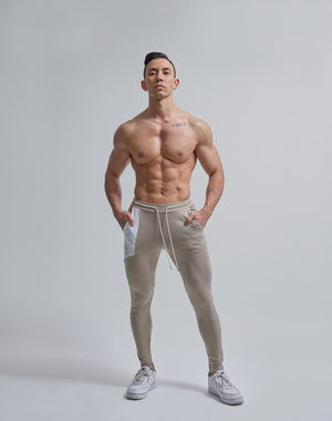 CRONOS SWICHING CALF LOGO PANTS【BEIGE】
