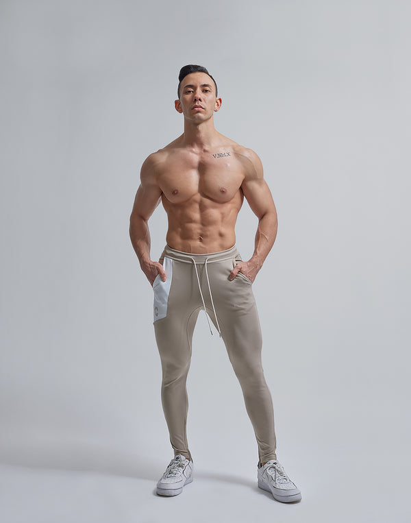 CRONOS SWICHING CALF LOGO PANTS【BEIGE】
