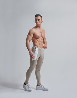 CRONOS SWICHING CALF LOGO PANTS【BEIGE】