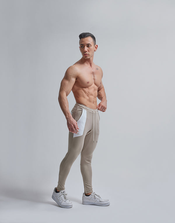CRONOS SWICHING CALF LOGO PANTS【BEIGE】