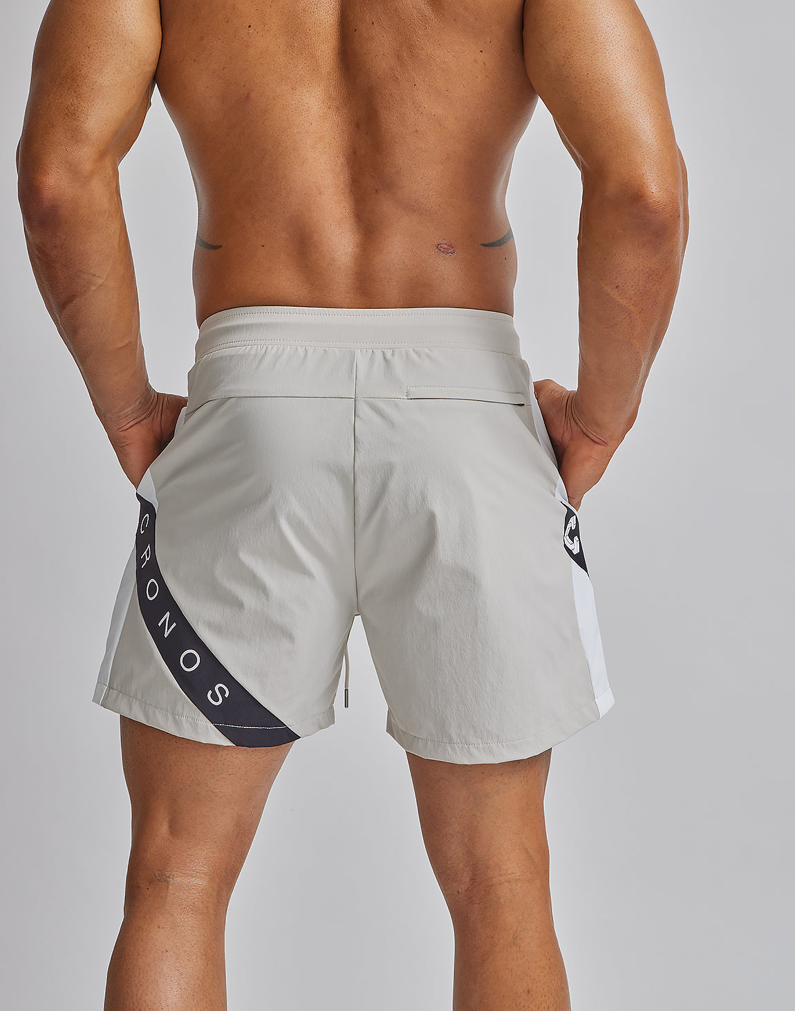 CRONOS DIAGONAL LINE SHORTS【BLACK×WHITE】
