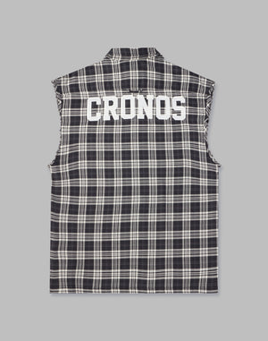 CRONOS 黑色格紋無袖衫 [黑色]