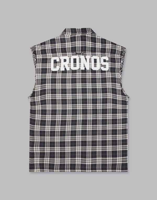 CRONOS 黑色格紋無袖衫 [黑色]