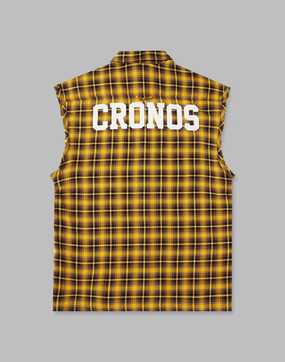 CRONOS 黑色格紋無袖衫 [黃色] 