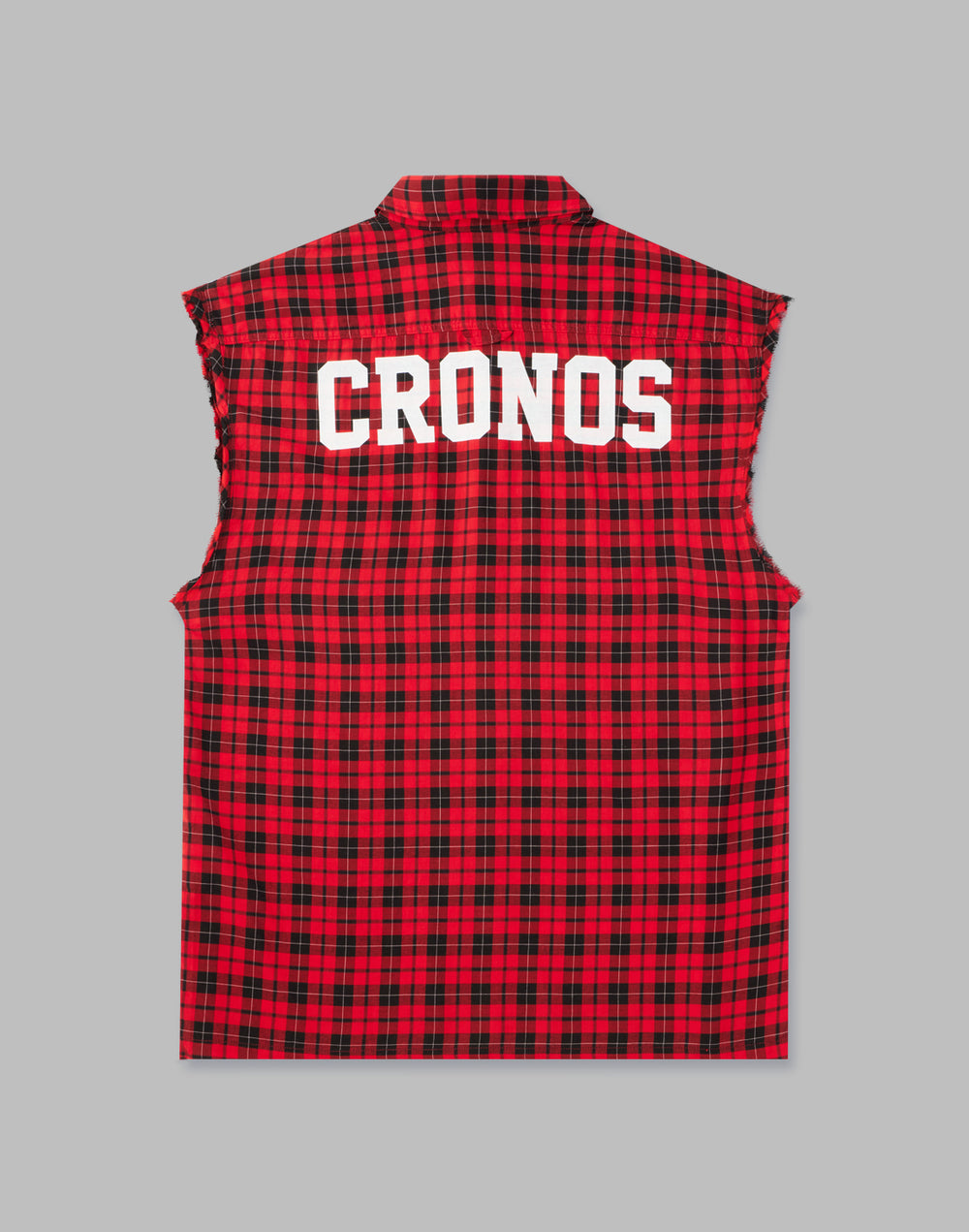 CRONOS 黑色格紋無袖衫 [紅色] 