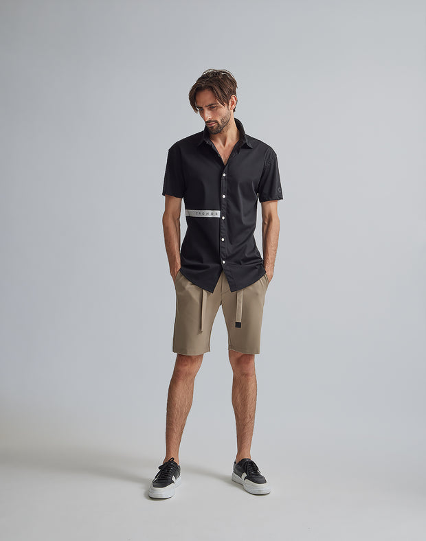 CRONOS BLACK PRINTED SHORT SLEEVES SHIRTS【BLACK】