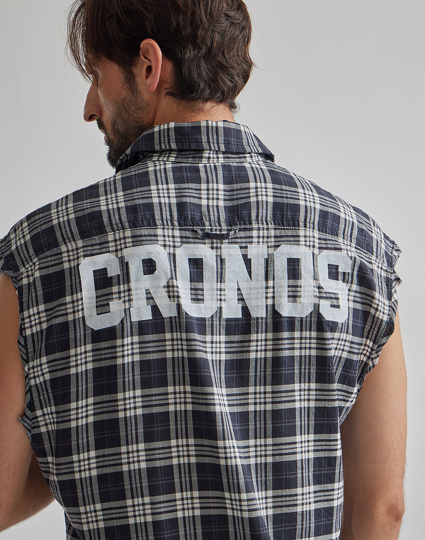 CRONOS BLACK CHECKED SLEEVELESS【YELLOW】