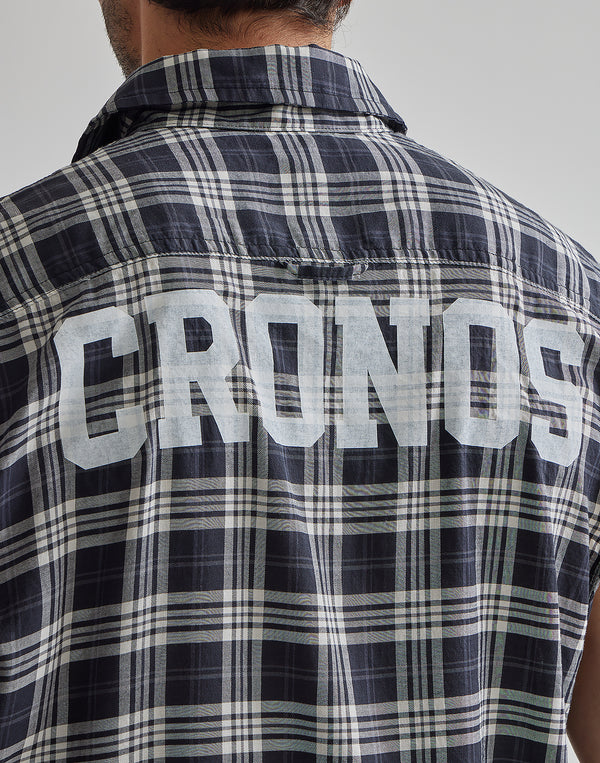 CRONOS 黑色格紋無袖衫 [黃色] 