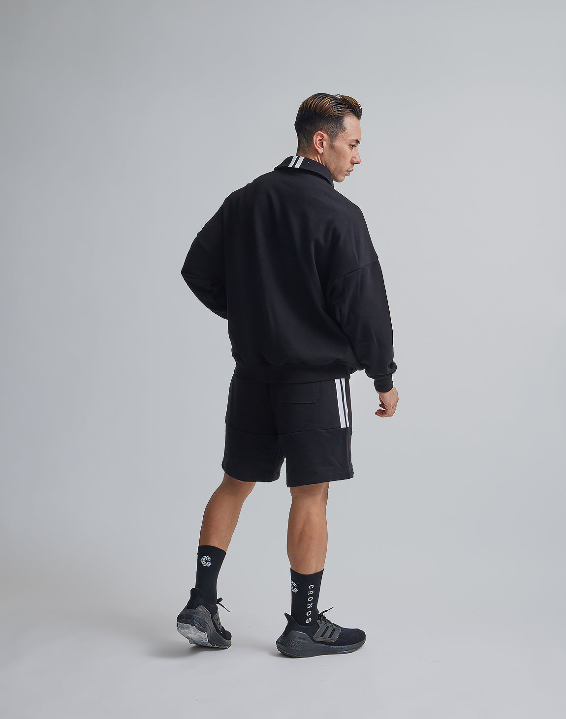 CRONOS ブラック ハーフジップジャケット Mサイズ CRONOS BLACK COLOR-BLOCK DESIGN HALF-ZIP【BLACK】
