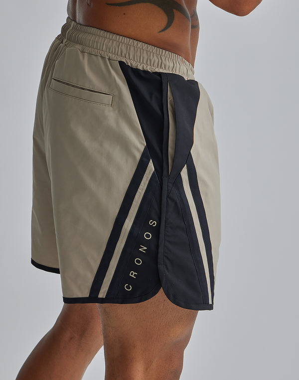 CRONOS TILTED LINE SHORTS【BLACK】