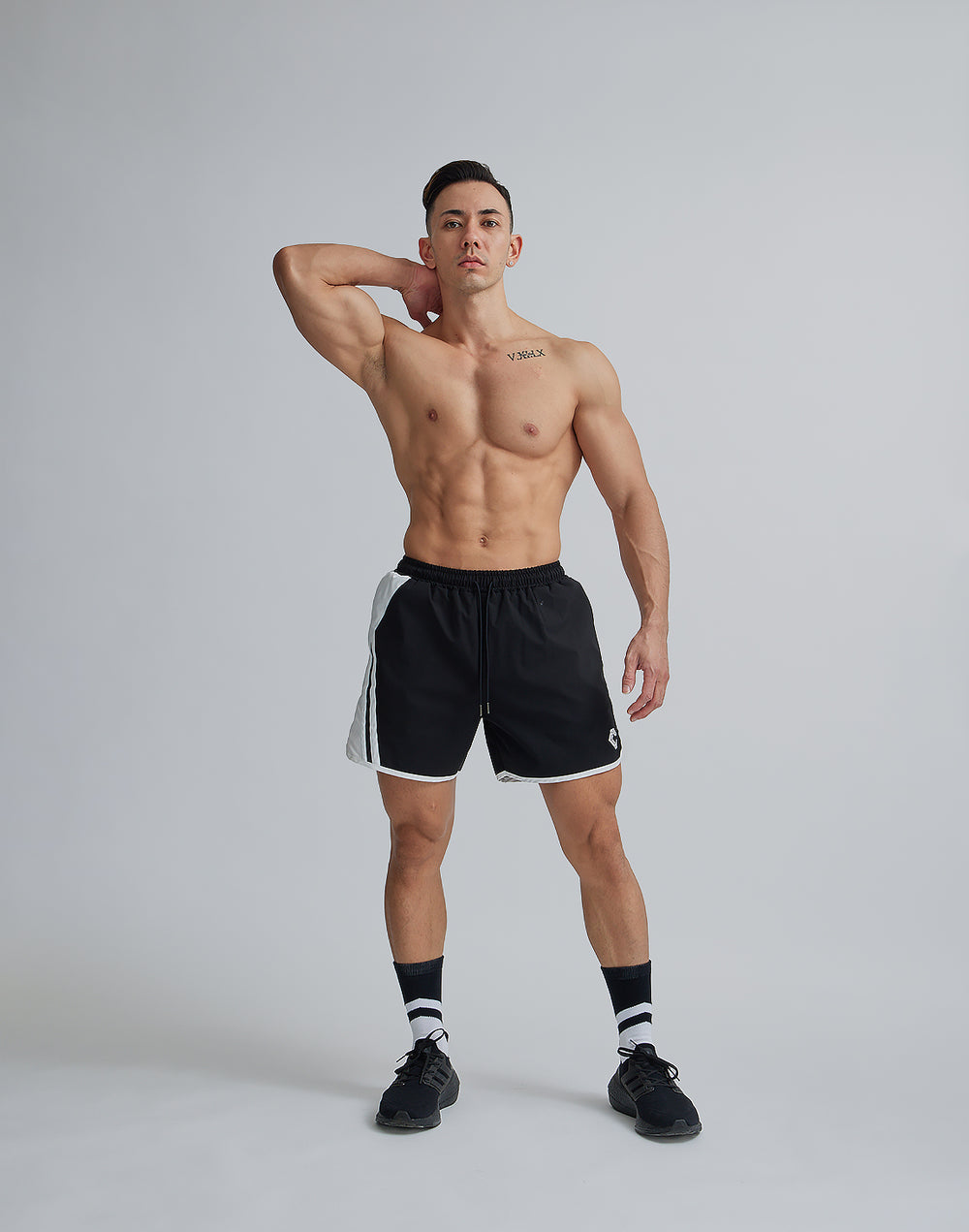 CRONOS TILTED LINE SHORTS【BLACK】