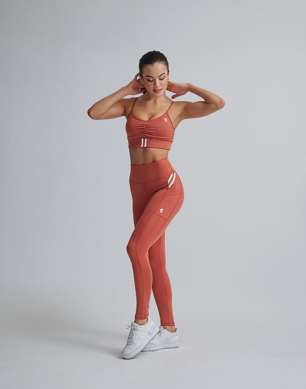 CRONOS WOMEN CALVES LOGO LEGGINGS【TERRACOTTA】 - クロノス CRONOS