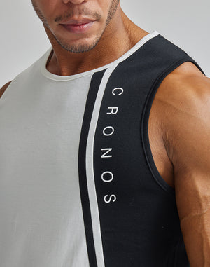 CRONOS SLASHED LINE TANKTOP【WHITE】