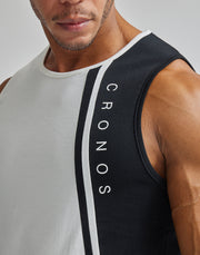 CRONOS SLASHED LINE TANKTOP【BEIGE】