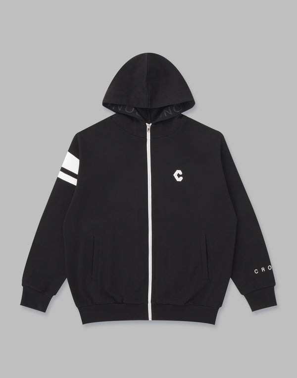 CRONOS FACING LOGO ZIP HOODIE [BLACK]