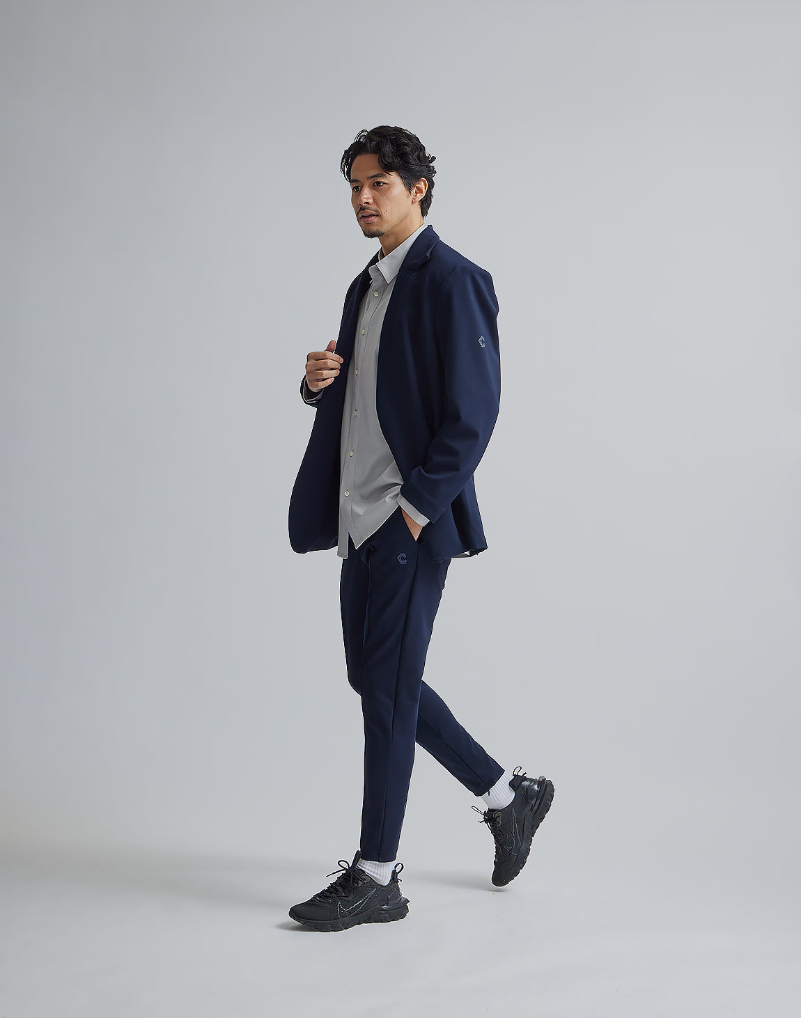CRONOS ボンバージャケット ネイビー CRONOS BLACK COLLAR LESS STRETCH JACKET【NAVY】