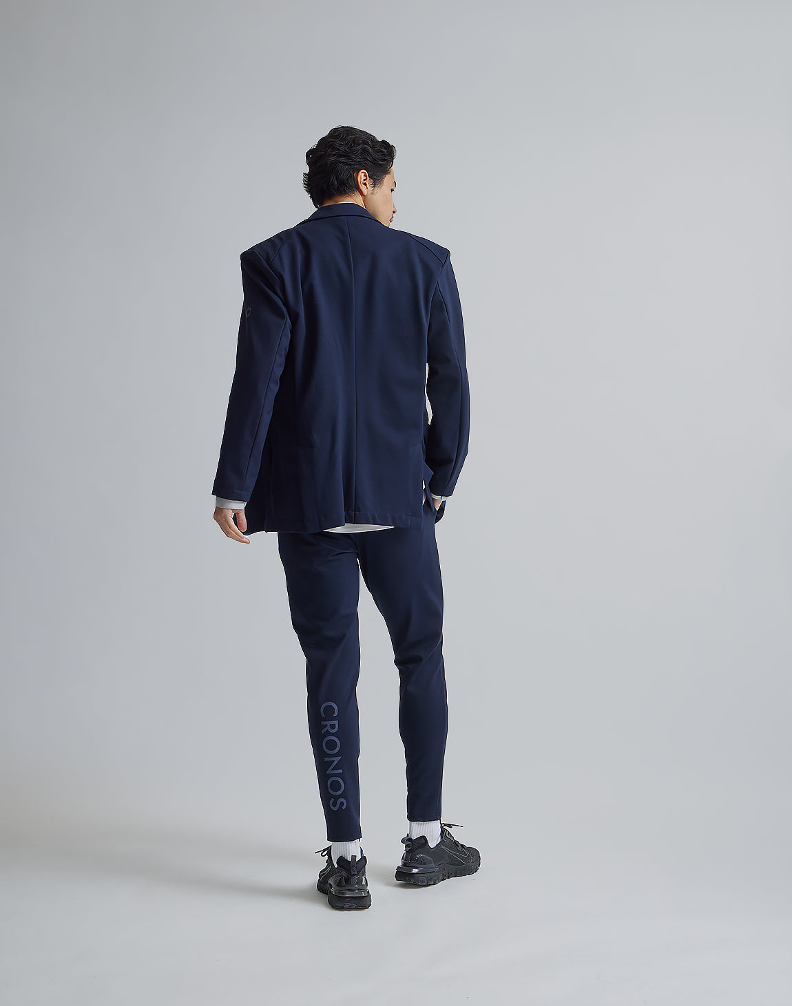 CRONOS ボンバージャケット ネイビー CRONOS BLACK COLLAR LESS STRETCH JACKET【NAVY】