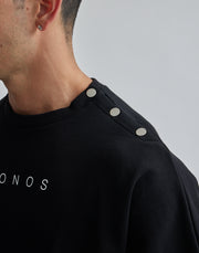CRONOS BUTTONED SWEAT TOP【BLACK】