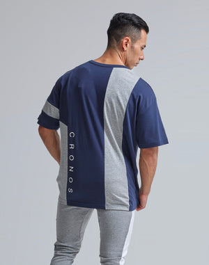 CRONOS VERTICAL SWITCH OVERSIZE T-SHIRTS [NAVY]