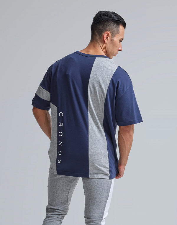 CRONOS VERTICAL SWITCH OVERSIZE T-SHIRTS [NAVY]