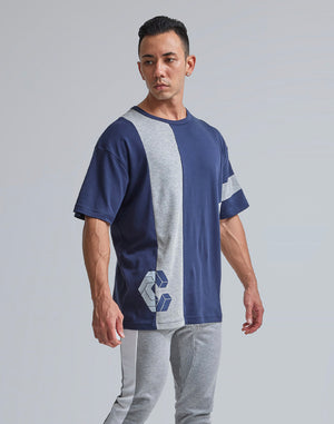 CRONOS VERTICAL SWITCH OVERSIZE T-SHIRTS [NAVY]