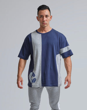 CRONOS VERTICAL SWITCH OVERSIZE T-SHIRTS [NAVY]