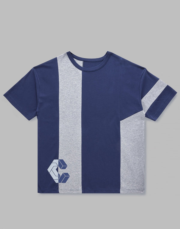 CRONOS VERTICAL SWITCH OVERSIZE T-SHIRTS [NAVY]