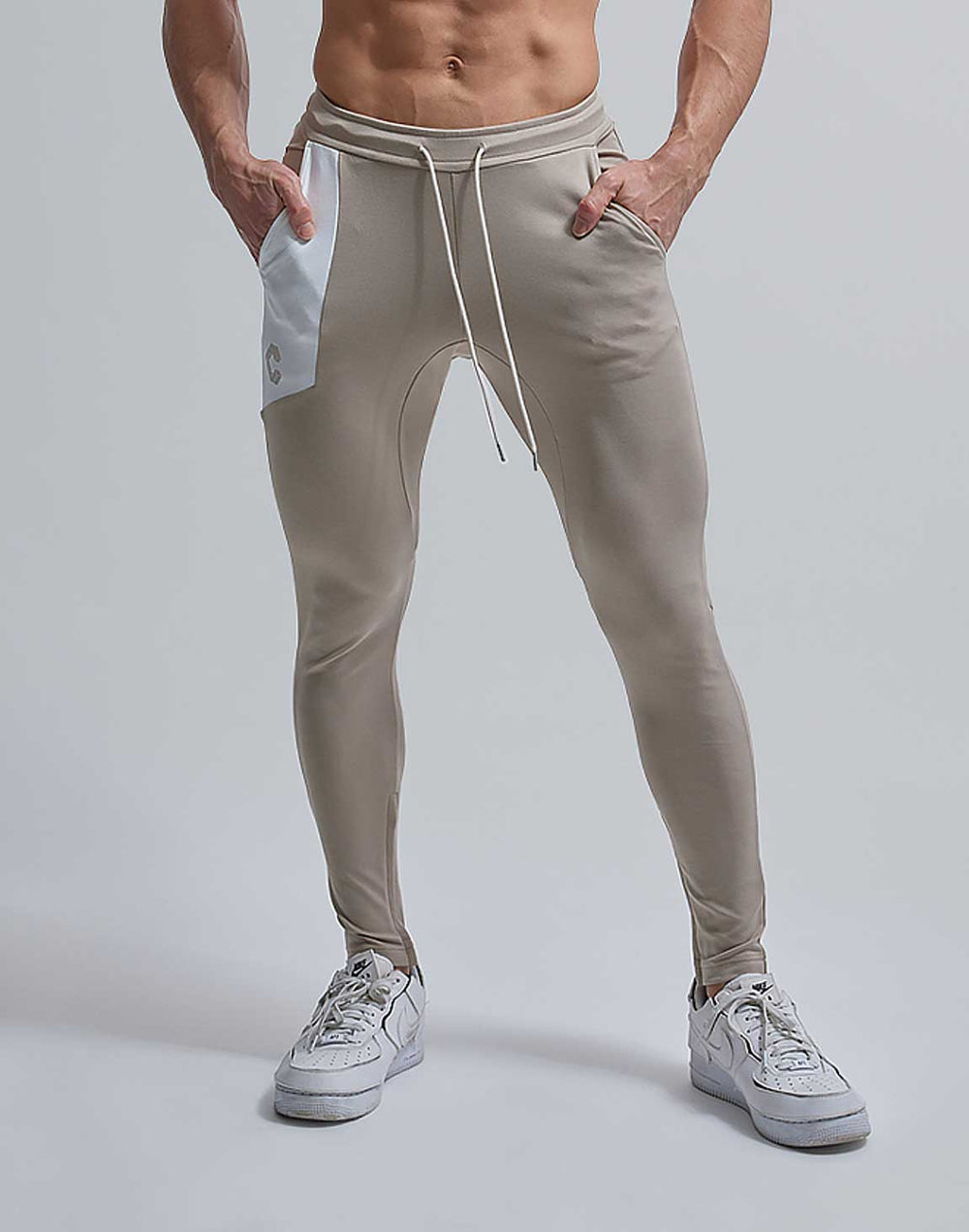 CRONOS SWICHING CALF LOGO PANTS【BEIGE】