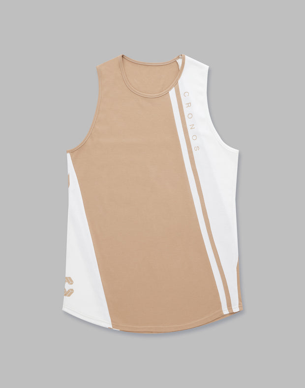 CRONOS SLASHED LINE TANKTOP【BEIGE】