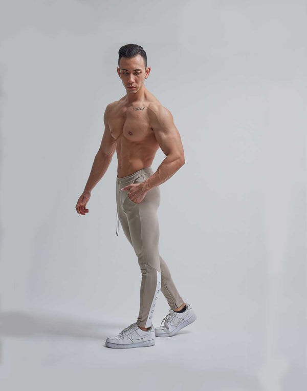 CRONOS SWICHING CALF LOGO PANTS【BEIGE】